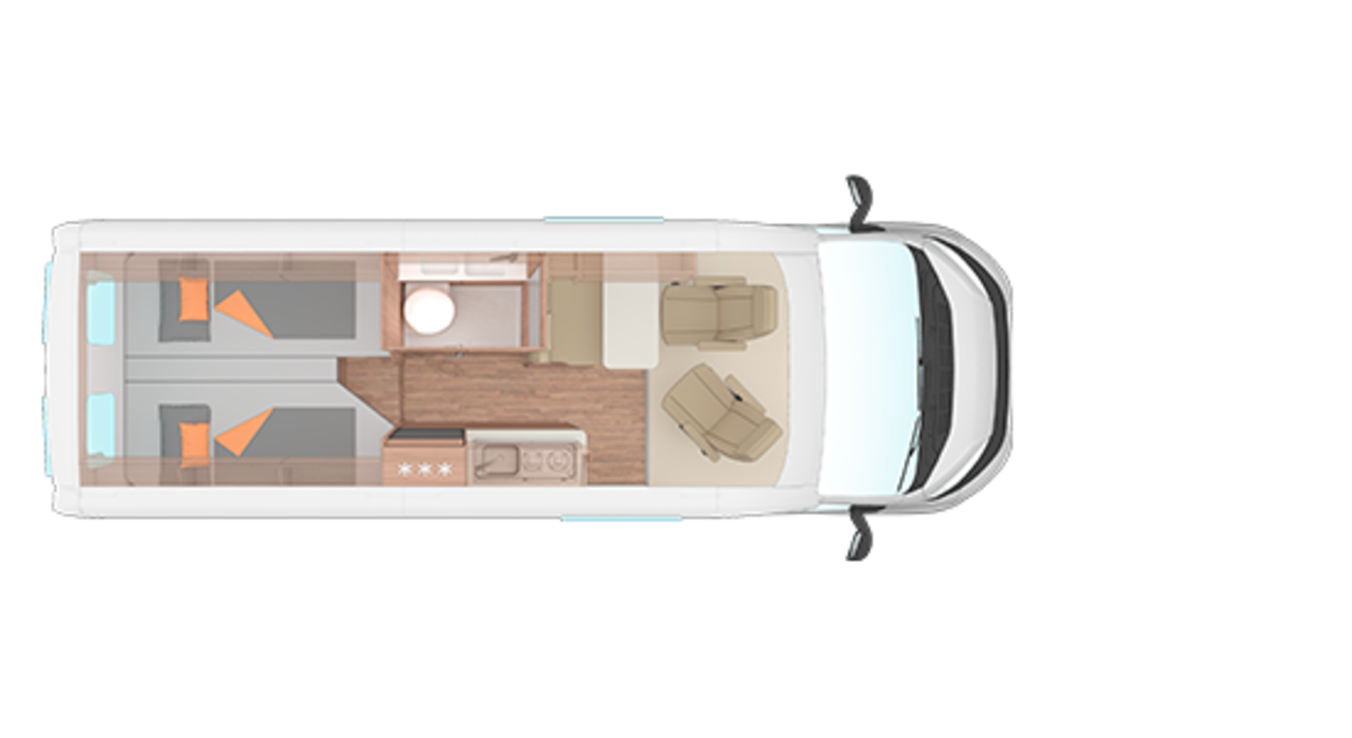 Půdorys autobusu CaraBus 630 ME.