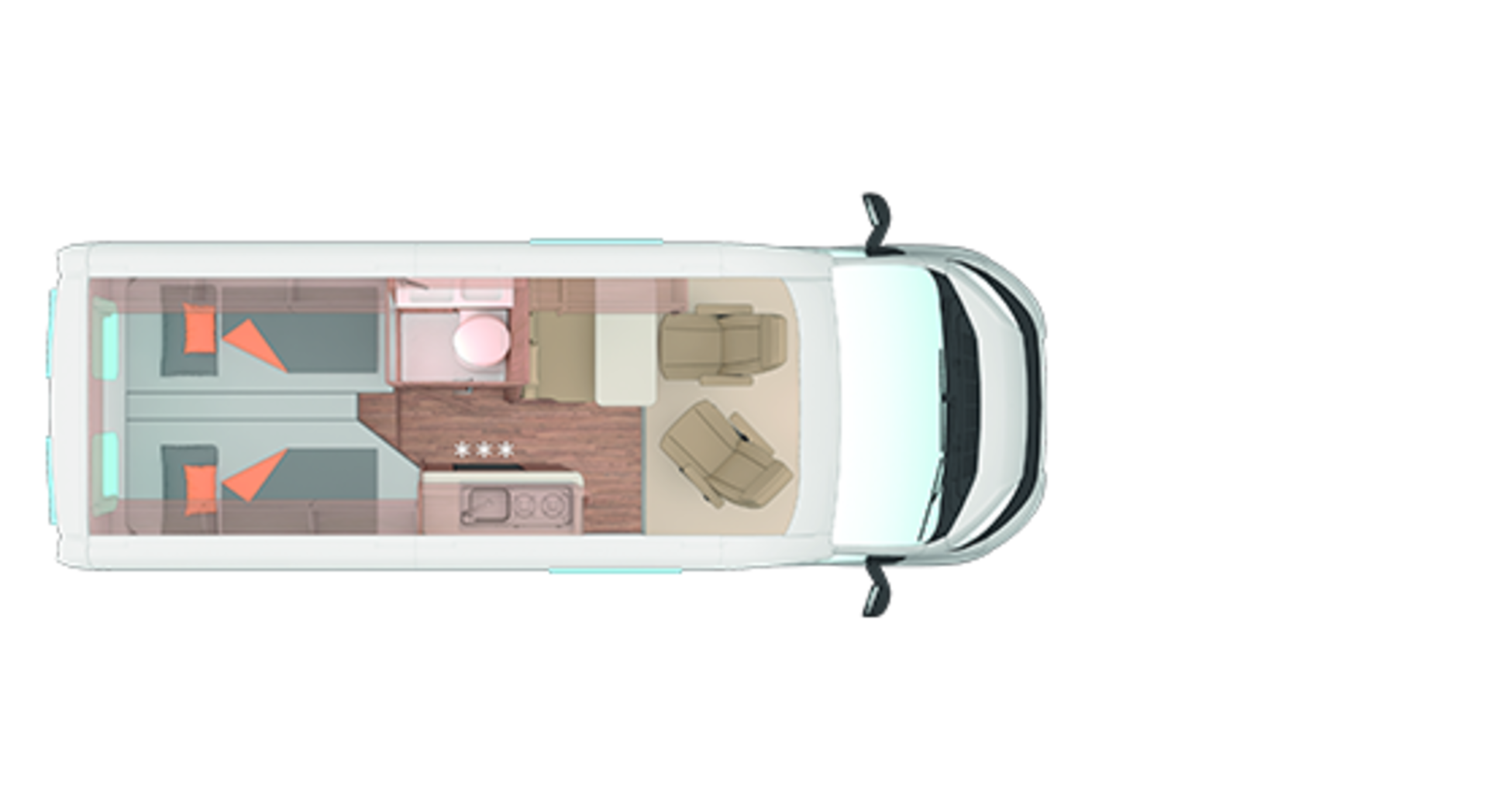 Půdorys CaraBusu 600 ME.