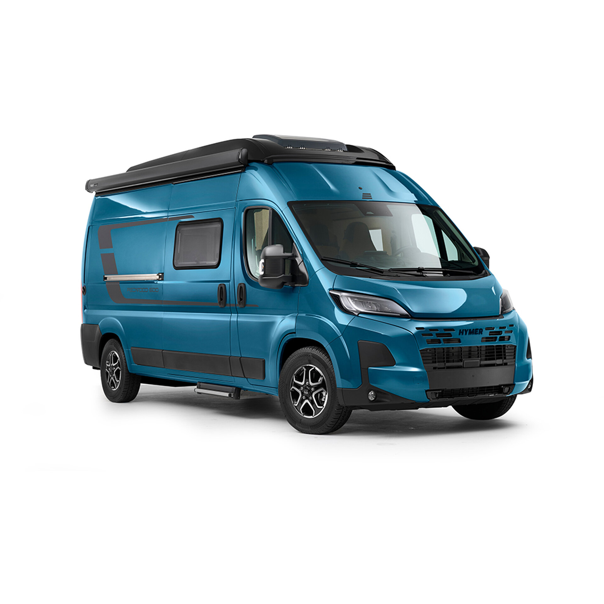 Freigestellte Ansicht eines HYMER Redwood Camper Vans.