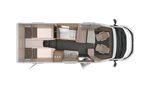 Půdorys modelu 650 MEG vozu KNAUS VAN TI.